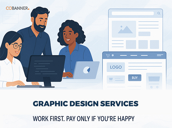 Graphic design services 100% risk free. We do the work, you pay only if you are happy with the results.